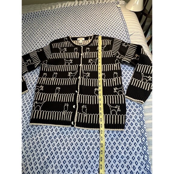 Talbots Cat Print Button Cardigan SM Fairy Quirky Whimsical Cozy - Picture 7 of 8